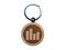 Bar Graph Icon in Circle Engraved Wood Round Keychain Tag Charm